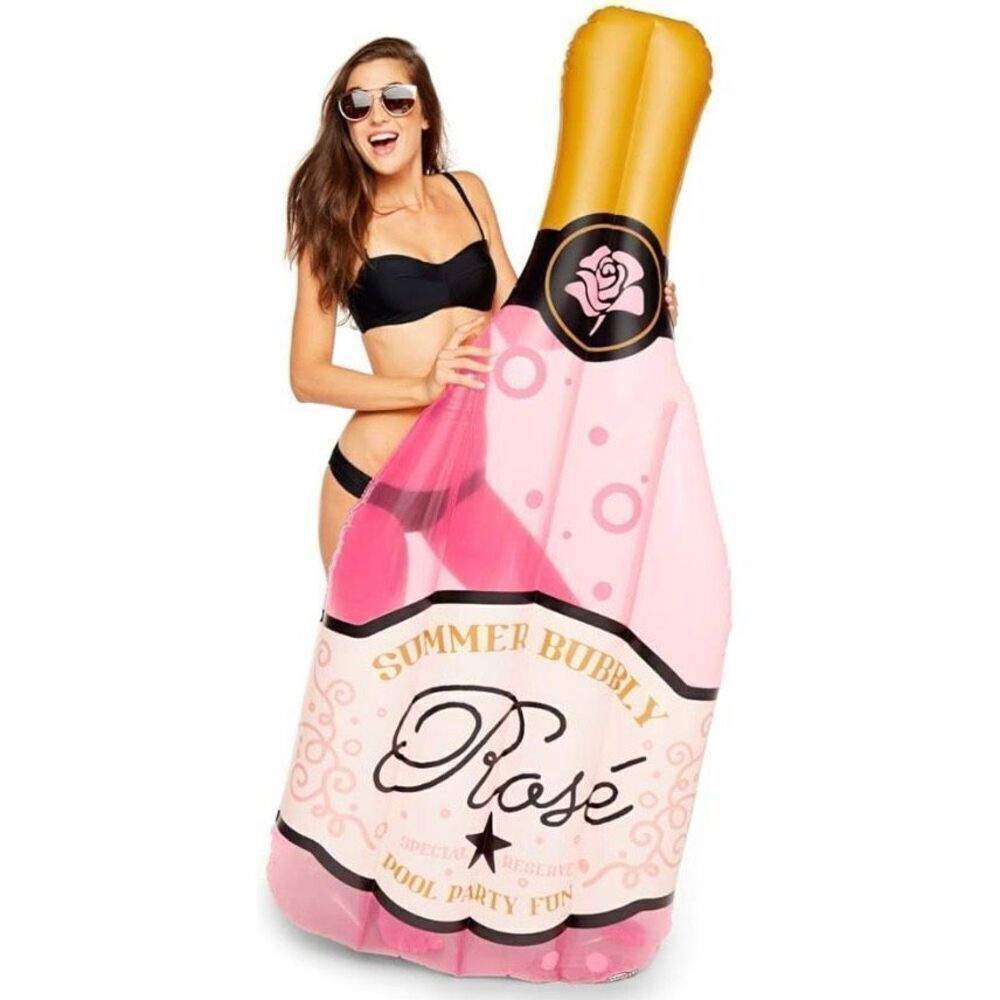 NWT BIGMOUTH Giant Rose Bottle Pool Float Party Beach 5 ft 8 in Float Shimmers
